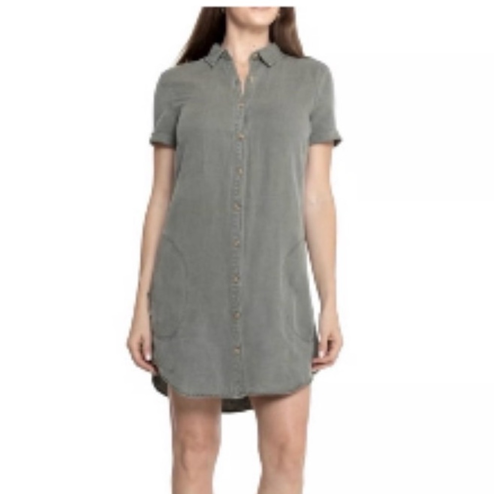 Lucky Brand Gray Button-Down Dress